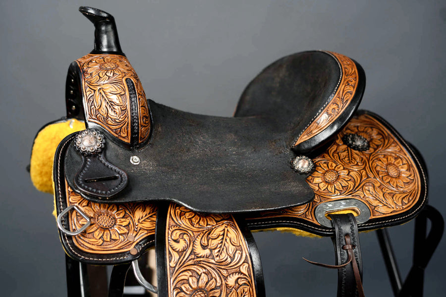 13 In Western Leather Youth Child Horse Saddle Trail Barrel Racing