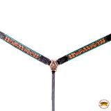 HILASON Western Horse Headstall Breast Collar American Leather w/ Floral Carving