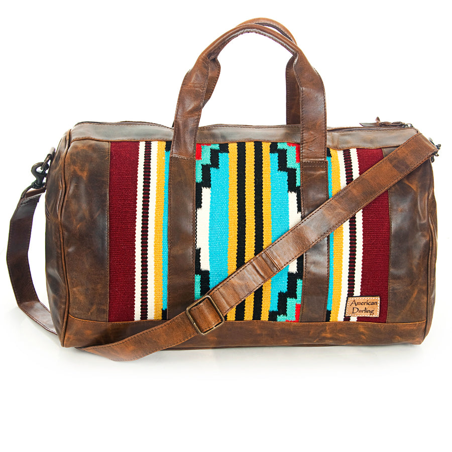 American Darling Duffel Saddle Blanket Genuine Leather Western Women Bag | Handbag Duffel Weekend