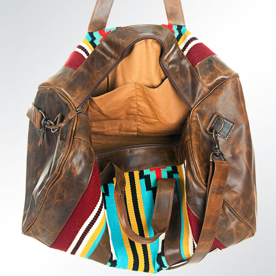 American Darling Duffel Saddle Blanket Genuine Leather Western Women Bag | Handbag Duffel Weekend