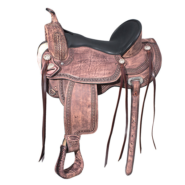 HILASON Western Horse Saddle American Leather Flex Tree Trail and Pleasure Rough Out - Uhorse