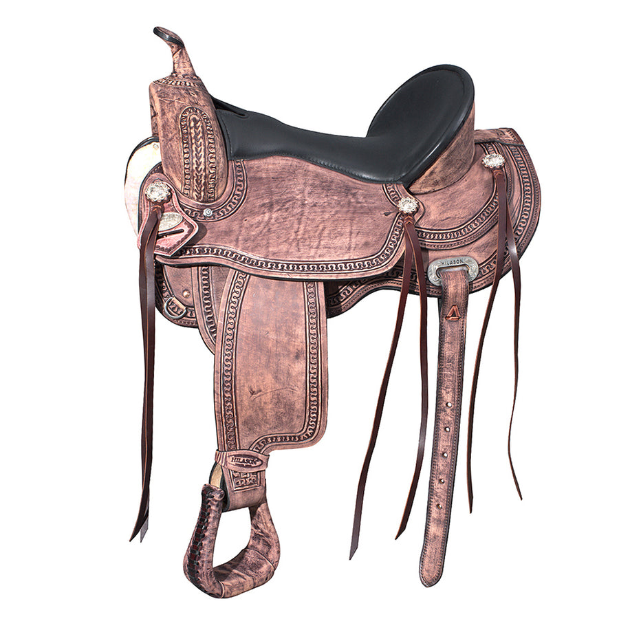 18 In HILASON Western Horse Saddle American Leather Flex Tree Trail and Pleasure Rough Out - Uhorse
