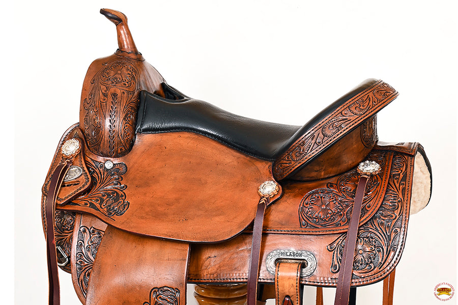 HILASON Western Horse Saddle American Leather Flex Tree Trail & Pleasure Antique Brown | for Horses