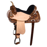 15 In W. H. Saddle American Leather Flex Trail Barrel Hilason – by Hilason – Cowboy and equestrian accessories