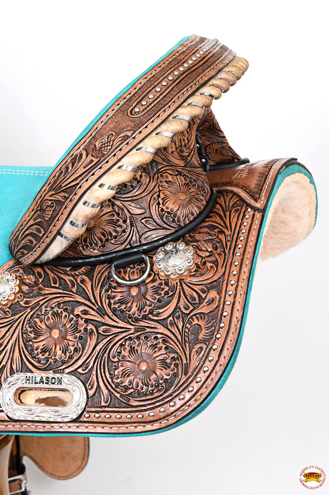 HILASON Western Horse Treeless Trail Barrel American Leather Saddle | for Horses