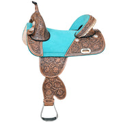 HILASON Western Horse Treeless Trail Barrel American Leather Saddle | for Horses