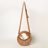 American Darling ADBG563TAW Canteen Hand Tooled Hair-On Genuine Leather Women Bag Western Handbag Purse