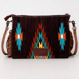 American Darling CrossBody Bag Saddle Blanket Fabric Genuine Leather Western Women Handbag Purse | for Cute Travel