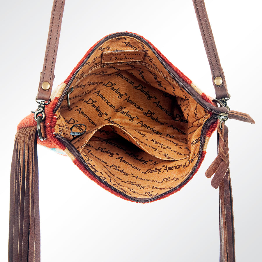 American Darling CrossBody Bag Saddle Blanket Fabric Genuine Leather Western Women Handbag Purse | for Cute Travel