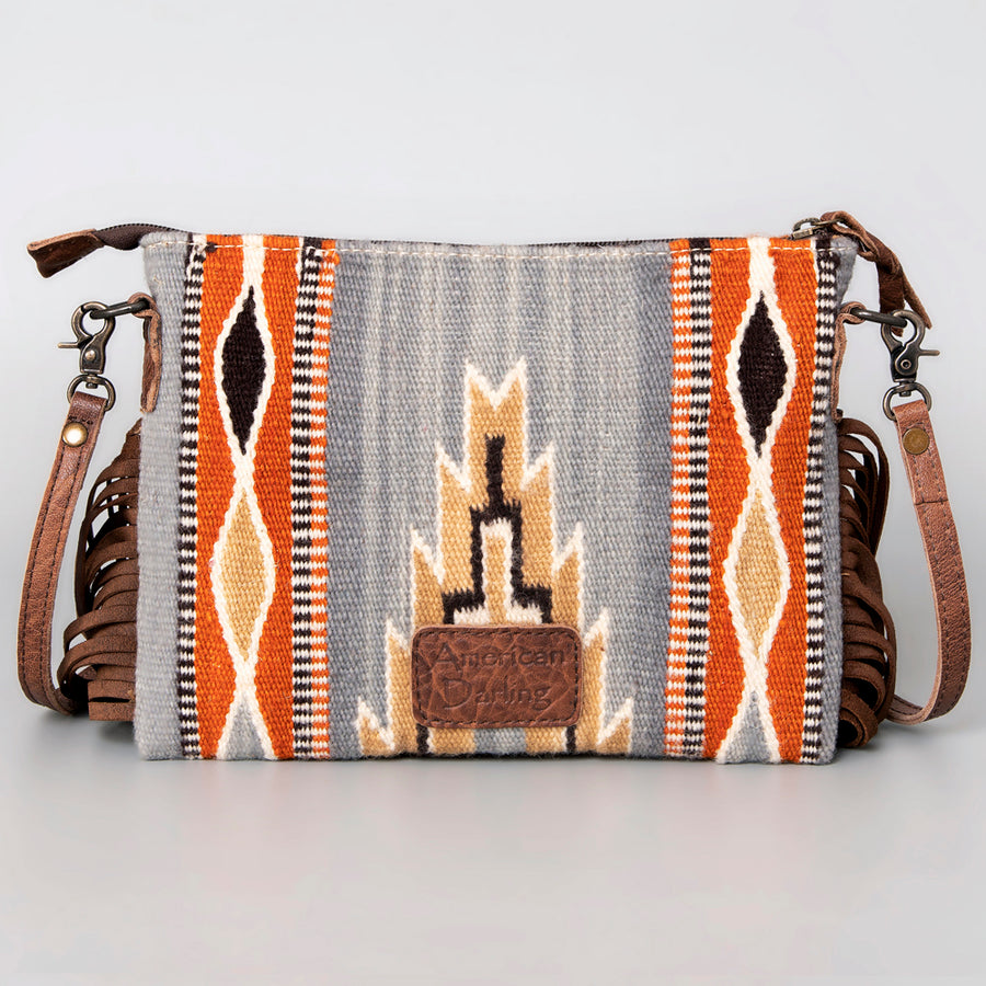 American Darling CrossBody Bag Saddle Blanket Fabric Genuine Leather Western Women Handbag Purse | for Cute Travel