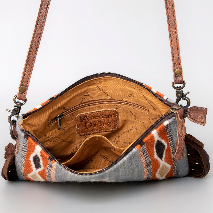 American Darling CrossBody Bag Saddle Blanket Fabric Genuine Leather Western Women Handbag Purse | for Cute Travel