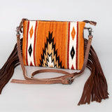 American Darling Handcrafted Western Cross body Bag with Woven Saddle Blanket and Fringes - Uhorse