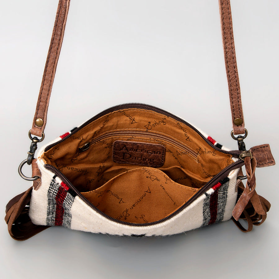 American Darling CrossBody Bag Saddle Blanket Fabric Genuine Leather Western Women Handbag Purse | for Cute Travel