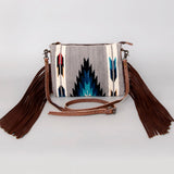 American Darling CrossBody Bag Saddle Blanket Fabric Genuine Leather Western Women Handbag Purse | for Cute Travel
