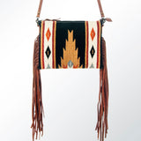 American Darling CrossBody Bag Saddle Blanket Fabric Genuine Leather Western Women Handbag Purse | for Cute Travel