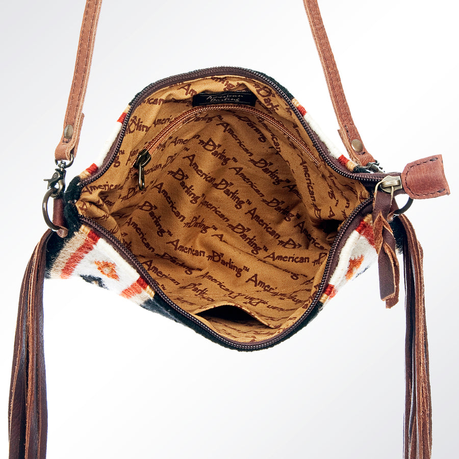 American Darling CrossBody Bag Saddle Blanket Fabric Genuine Leather Western Women Handbag Purse | for Cute Travel