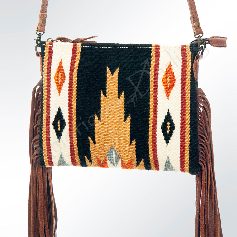 American Darling Handcrafted Cross body Bag with Hand-Woven Saddle Blanket and Fringes - Uhorse