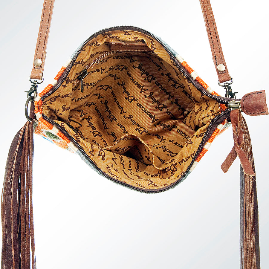 American Darling CrossBody Bag Saddle Blanket Fabric Genuine Leather Western Women Handbag Purse | for Cute Travel
