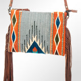 American Darling Handcrafted Western Cross body Bag with Woven Saddle Blanket and Fringes - Uhorse