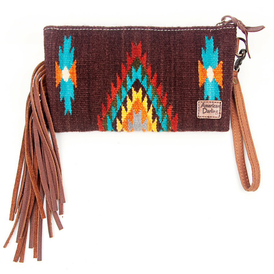 American Darling Wristlet Bag Handcrafted from Floral Embossed Damascus Genuine Leather with YKK Zipper and Wrist Strap