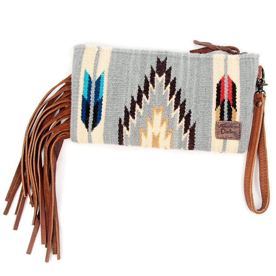 American Darling Wristlet Bag Handcrafted from Floral Embossed Damascus Genuine Leather with YKK Zipper and Wrist Strap