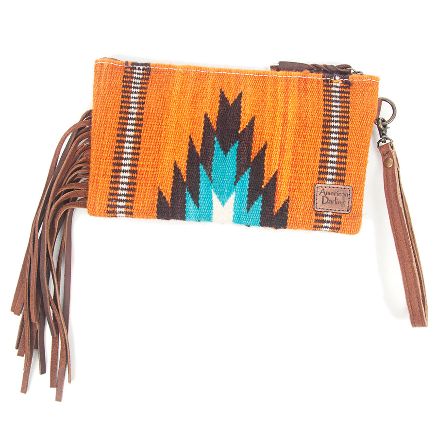 American Darling Wristlet Bag Handcrafted from Floral Embossed Damascus Genuine Leather with YKK Zipper and Wrist Strap