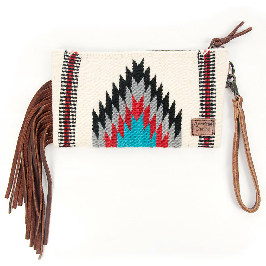 American Darling Wristlet Bag Handcrafted from Floral Embossed Damascus Genuine Leather with YKK Zipper and Wrist Strap