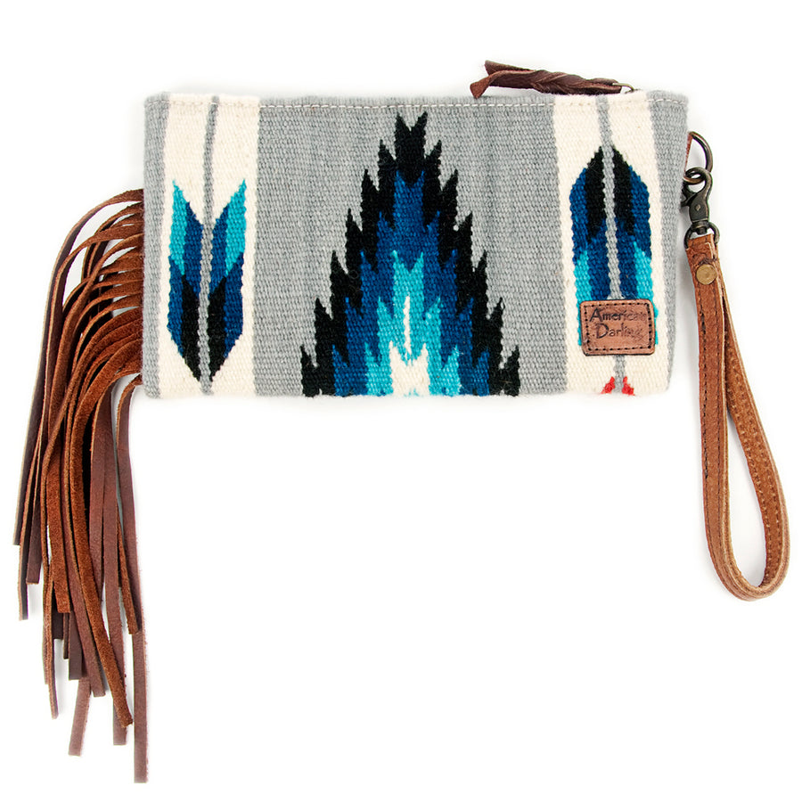 American Darling Wristlet Bag Handcrafted from Floral Embossed Damascus Genuine Leather with YKK Zipper and Wrist Strap