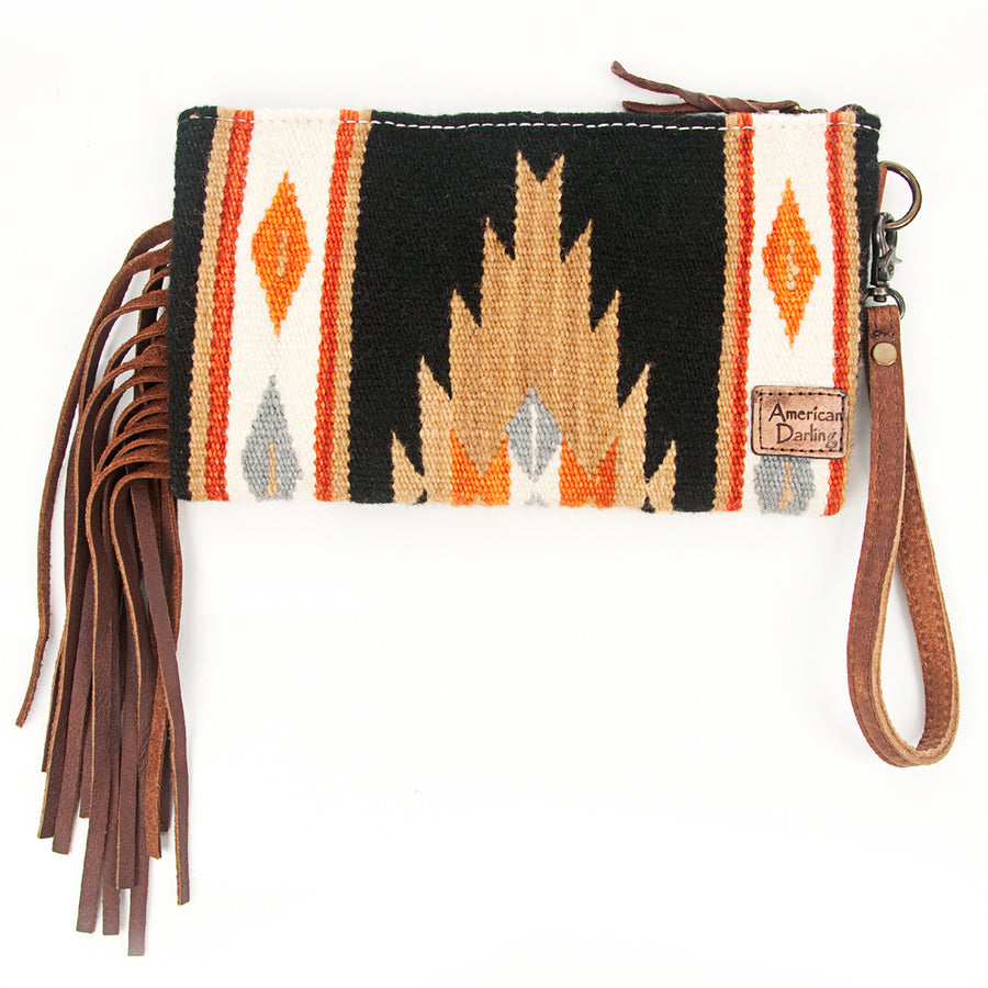 American Darling Wristlet Bag Handcrafted from Floral Embossed Damascus Genuine Leather with YKK Zipper and Wrist Strap