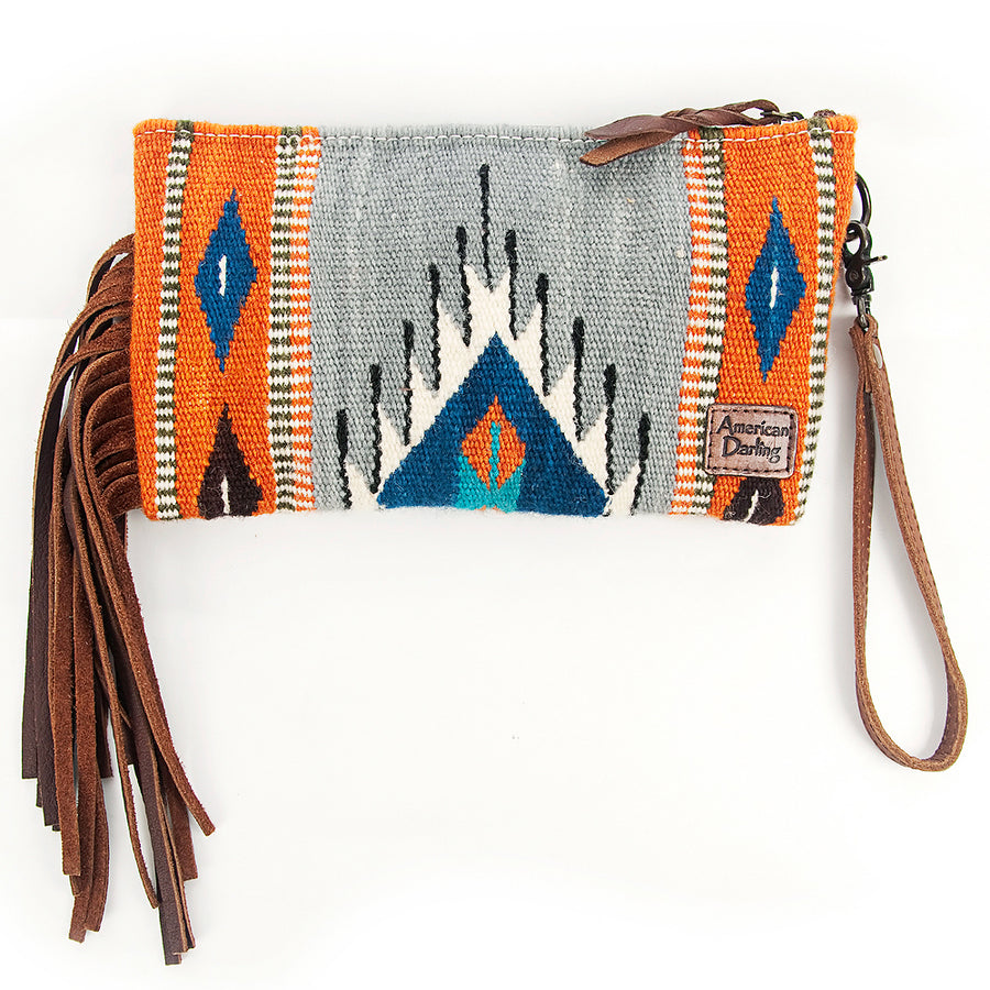 American Darling Wristlet Bag Handcrafted from Floral Embossed Damascus Genuine Leather with YKK Zipper and Wrist Strap