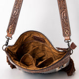American Darling Signature Cross Body Bag Hand Tooled Floral Carved Leather Woven Saddle Blanket Fringes Genuine Leather