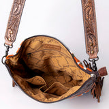 American Darling Signature Cross Body Bag Hand Tooled Floral Carved Leather Woven Saddle Blanket Fringes Genuine Leather