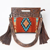 American Darling Clutch Hand Tooled Saddle Blanket Genuine Leather Women Bag Western Handbag Purse