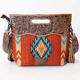 American Darling Clutch Hand Tooled Saddle Blanket Genuine Leather Women Bag Western Handbag Purse