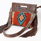 American Darling Clutch Hand Tooled Saddle Blanket Genuine Leather Women Bag Western Handbag Purse