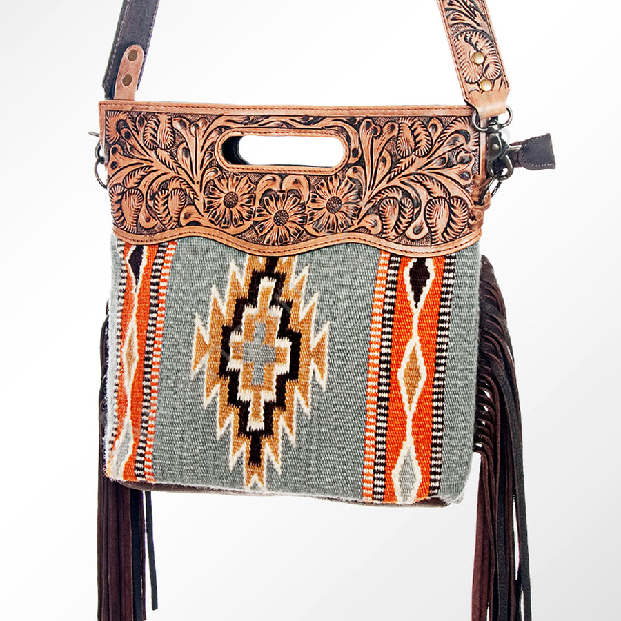 American Darling Hand Tooled Floral and Saddle Blanket Western Signature Cross Body Bag - Uhorse