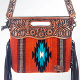 American Darling Clutch Hand Tooled Saddle Blanket Genuine Leather Women Bag Western Handbag Purse