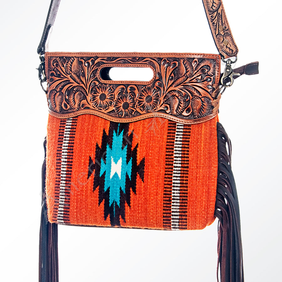 American Darling Hand Tooled Floral and Saddle Blanket Western Signature Cross Body Bag - Uhorse