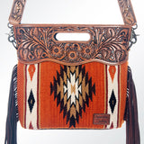 American Darling Clutch Hand Tooled Saddle Blanket Genuine Leather Women Bag Western Handbag Purse