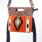American Darling ADBG610D6 Clutch Hand Tooled Saddle Blanket Genuine Leather Women Bag Western Handbag Purse