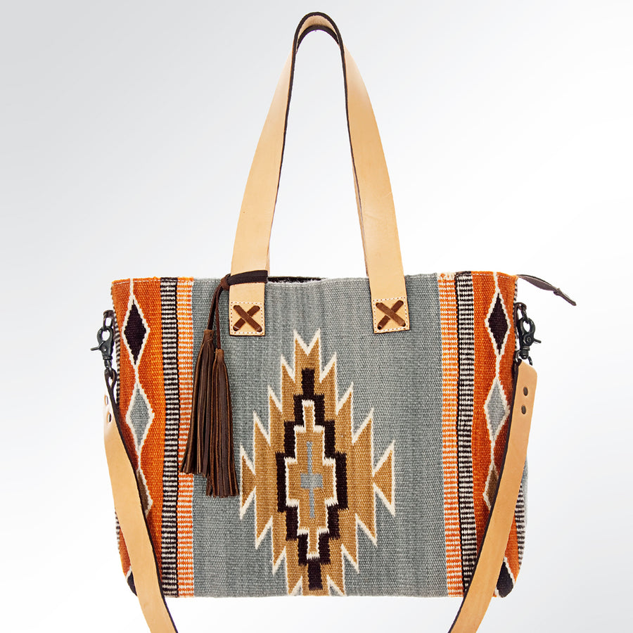 American Darling Tote Bag Hand Woven Saddle Blanket Genuine Leather Western Purse Large Shoulder Bag with YKK Zipper