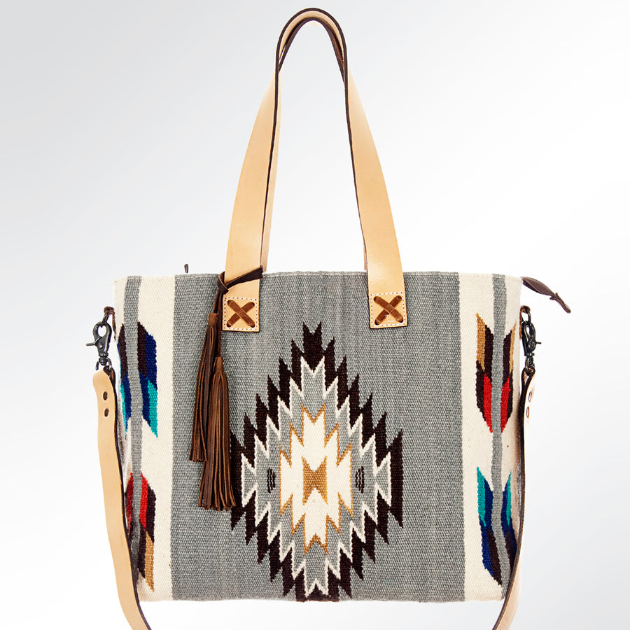 American Darling Tote Bag Hand Woven Saddle Blanket Genuine Leather Western Purse Large Shoulder Bag with YKK Zipper
