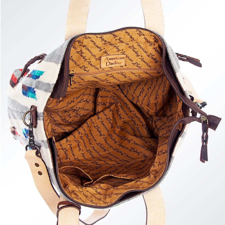American Darling Tote Bag Hand Woven Saddle Blanket Genuine Leather Western Purse Large Shoulder Bag with YKK Zipper
