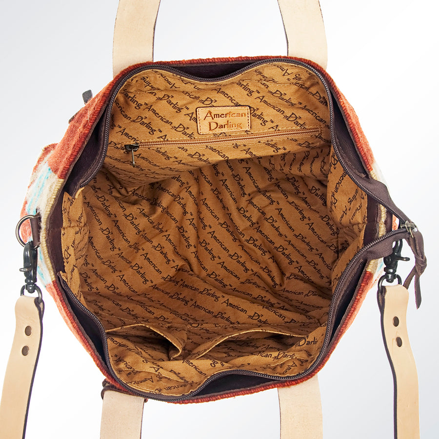 American Darling Tote Bag Hand Woven Saddle Blanket Genuine Leather Western Purse Large Shoulder Bag with YKK Zipper