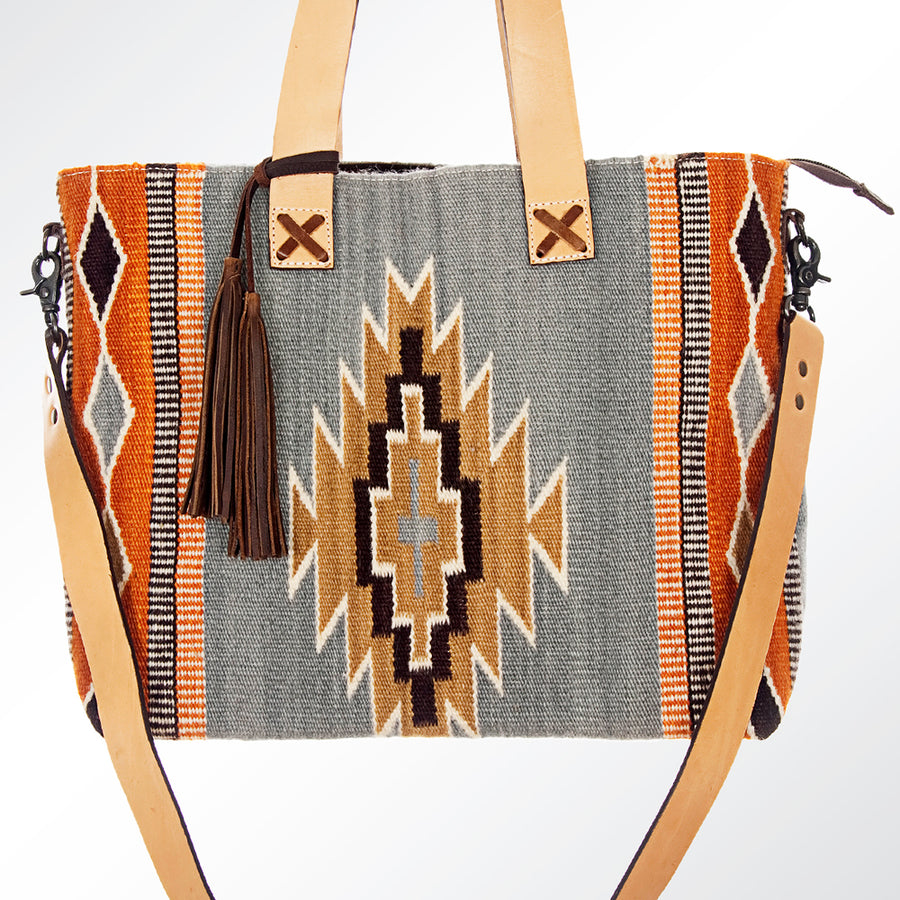 American Darling Tote Bag Hand Woven Saddle Blanket Genuine Leather Western Purse Large Shoulder Bag with YKK Zipper
