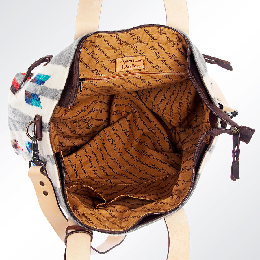 American Darling Tote Bag Hand Woven Saddle Blanket Genuine Leather Western Purse Large Shoulder Bag with YKK Zipper