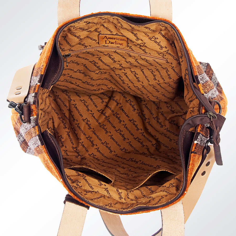 American Darling Tote Bag Hand Woven Saddle Blanket Genuine Leather Western Purse Large Shoulder Bag with YKK Zipper