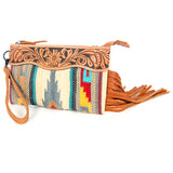 American Darling ADBG344TAND Wristlet Hand Tooled Saddle Blanket Genuine Leather Women Bag Western Handbag Purse