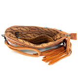 American Darling ADBG344TAND Wristlet Hand Tooled Saddle Blanket Genuine Leather Women Bag Western Handbag Purse