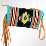 American Darling ADBG344TANDAR5 Wristlet Hand Tooled Saddle Blanket Genuine Leather Women Bag Western Handbag Purse